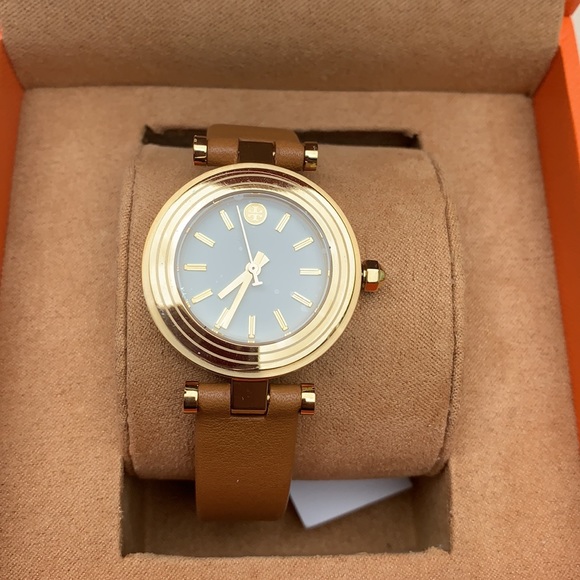 New TORY BURCH Brown Leather Gold Case White Dial brand new W tag & original box - Picture 6 of 6